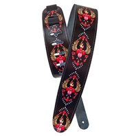 25LS03 Lethal Threat Leather Guitar Strap, Rad Heart