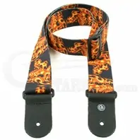50LT01 Lethal Threat Guitar Strap, Flaming Skulls