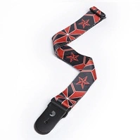 50H13 2 inch Polyester Stars Design Guitar Strap - Red/Black