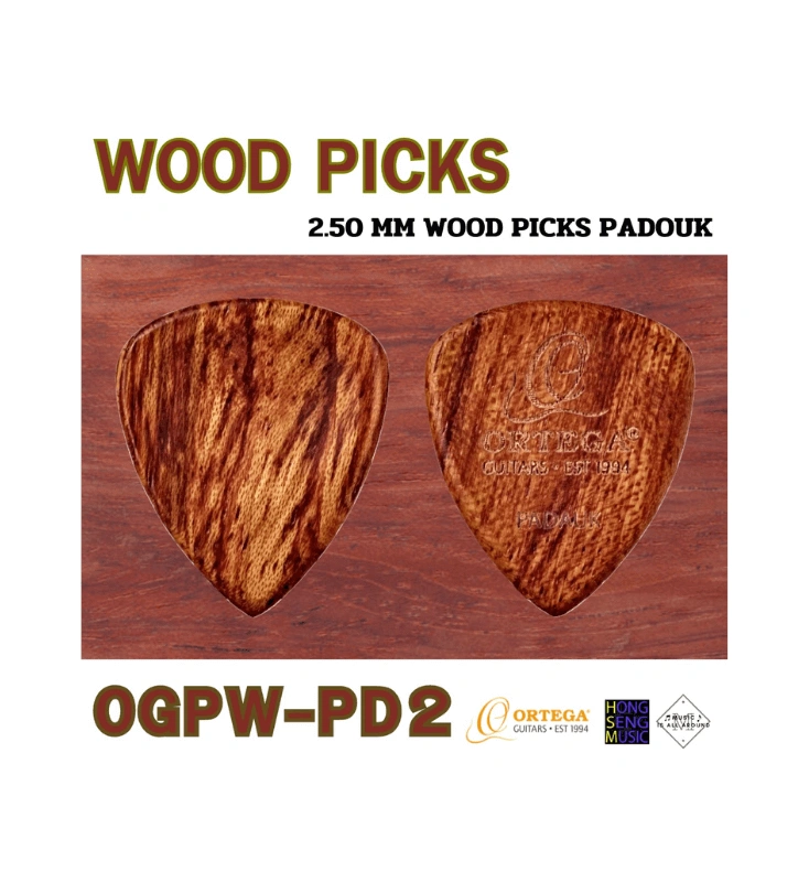 Ortega Wooden Picks ปิ๊คกีตาร์ไม้ ทรง Flat  รุ่น OGPWXLF-PD2