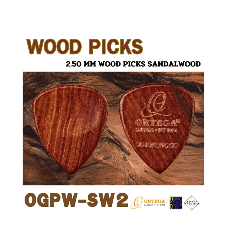 Ortega Wooden Picks ปิ๊คกีตาร์ไม้ ทรง Curved รุ่น OGPW-SW2