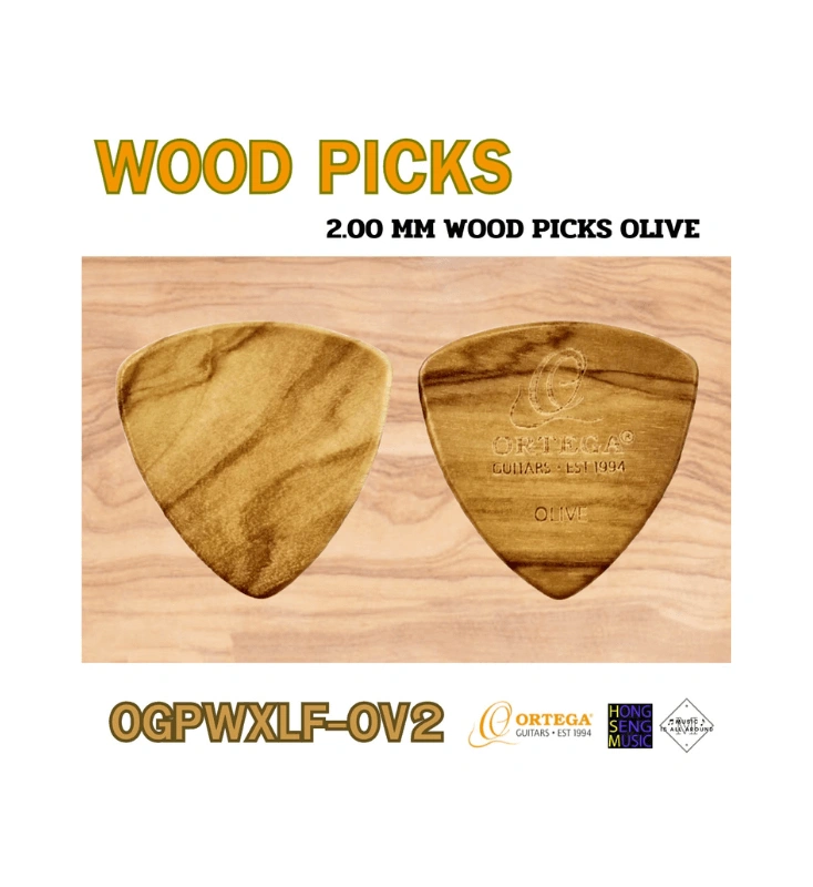 Ortega Wooden Picks ปิ๊คกีตาร์ไม้ ทรง Flat  รุ่น OGPWXLF-OV2