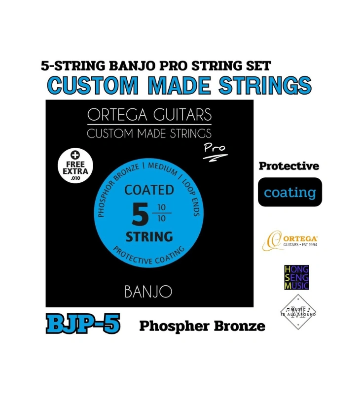 สายกีตาร์แบนโจ 5 สาย Ortega Guitars Custom Made Strings รุ่น BJP-5 Phospher Bronze Protective coating