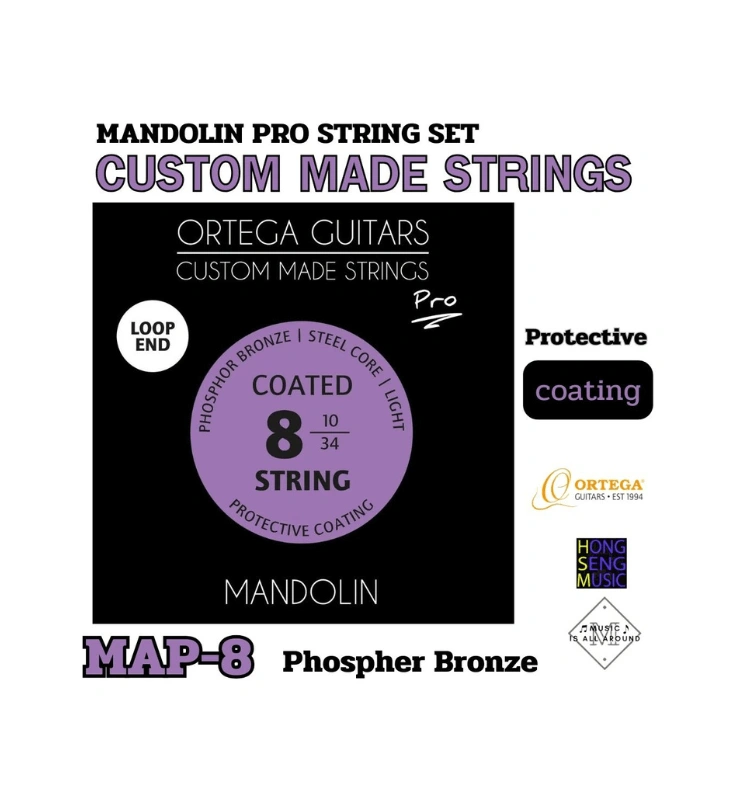 สายกีตาร์แมนโดลิน 8 สาย Ortega Guitars รุ่น MAP-8 Phospher Bronze Protective coating