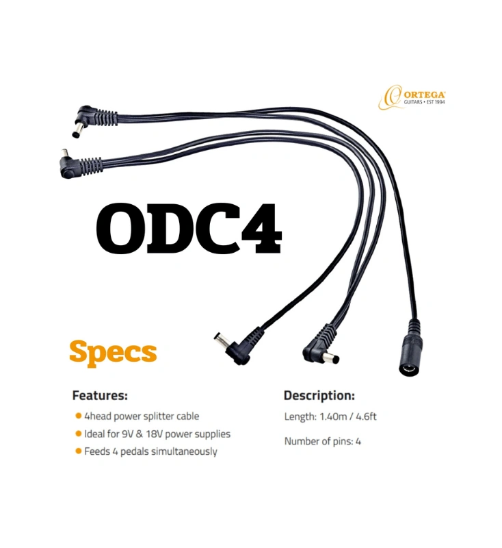 DC Power splitter Cables Ortega สายพ่วงจ่ายไฟเอฟเฟค รุ่น ODC4