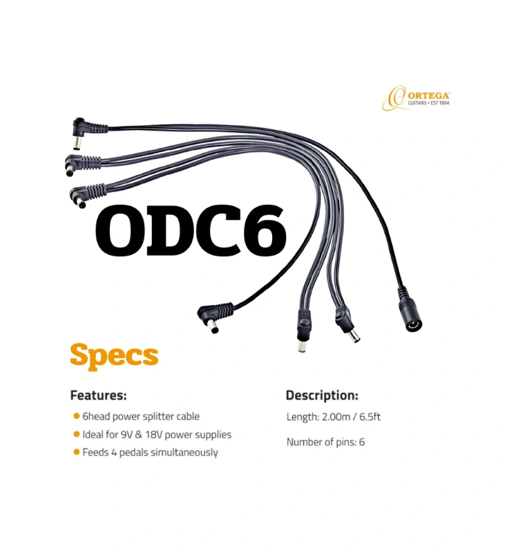 DC Power splitter Cables Ortega สายพ่วงจ่ายไฟเอฟเฟค  รุ่น ODC6