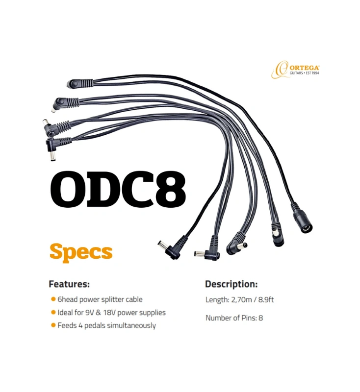 DC Power splitter Cables Ortega สายพ่วงจ่ายไฟเอฟเฟค  รุ่น ODC8