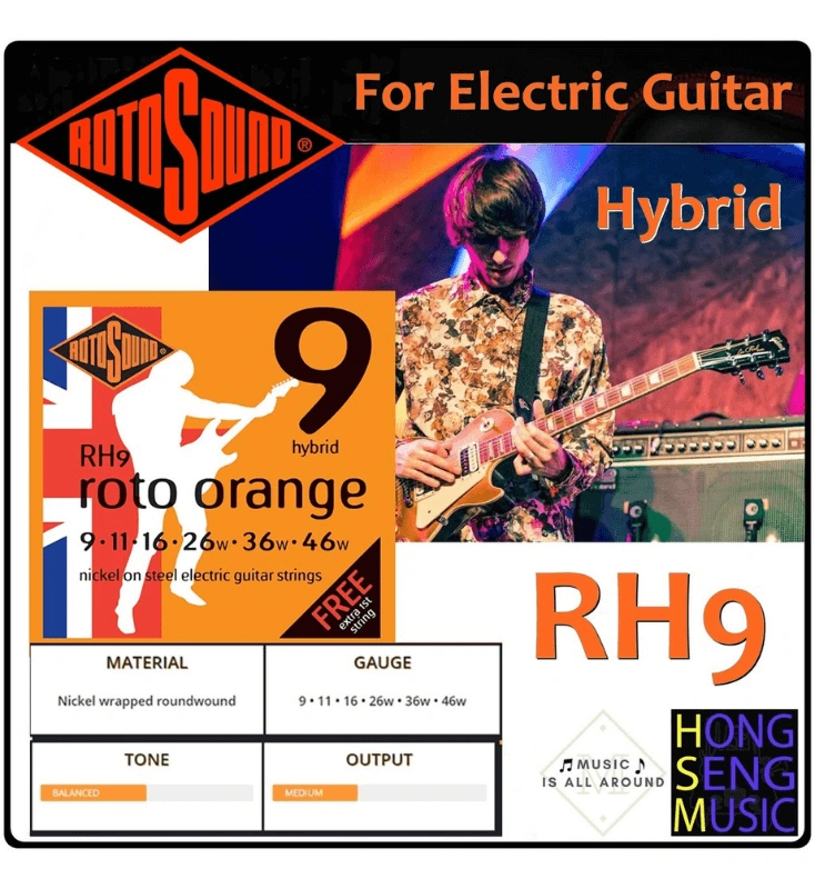 Rotosound สายกีต้าร์ไฟฟ้า ชุดผสม ขนาด 0.09 - 0.46 รุ่น RH9