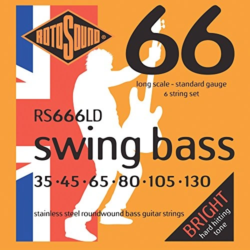 สายเบสไฟฟ้า Rotosound 6 สาย ขนาด 35/130 SwingBassStainlessRoundwound รุ่น RS666LD(Made in England)