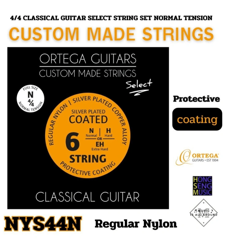สายกีตาร์คลาสสิคสายเคลือบ Ortega Guitars Custom Made Strings รุ่น NYS44N Protective coating ไซส์ 4/4