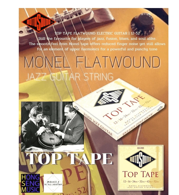 สายกีต้าร์ไฟฟ้า Flatwound Rotosound รุ่น TOP TAPE - RS200 (Made in England)