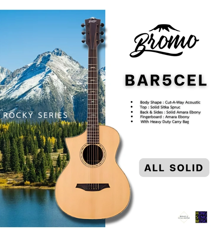 กีตาร์โปร่งไฟฟ้ามือซ้าย Bromo Guitars รุ่น BAR5CEL All Solid Guitar