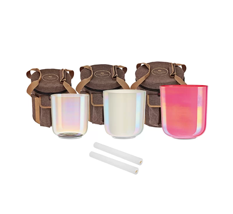 3-piece Essence Crystal Singing Bowl Set, E4 / B3 / G3, 440 Hz - ECSBSETEBG