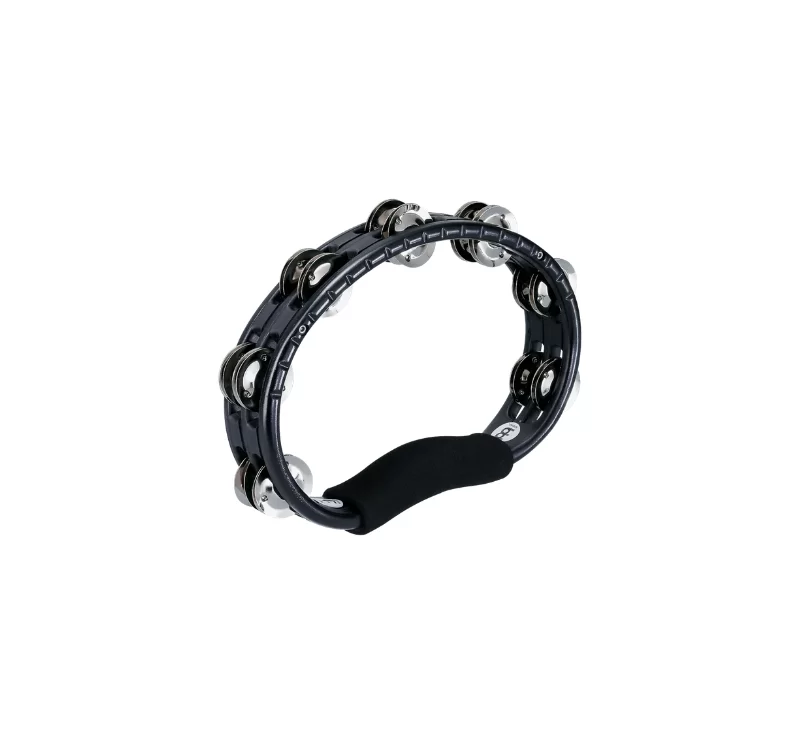 Hand Held Molded ABS Tambourine, Black, Nickel Plated Steel Jingles - TMT1BK